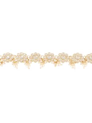 traditional adjustable kundan pearl payal anklets jewellery for women & girls  4