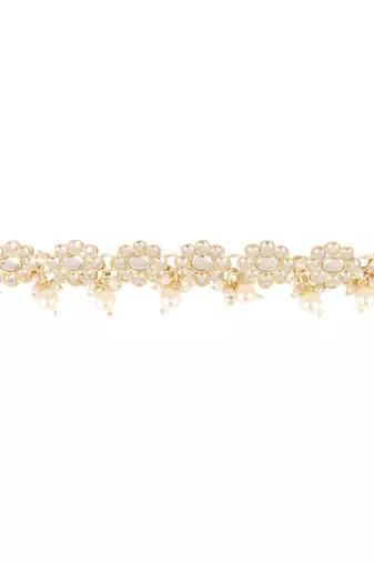 traditional adjustable kundan pearl payal anklets jewellery for women & girls 