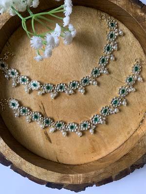traditional adjustable kundan pearl payal anklets jewellery for women & girls  1