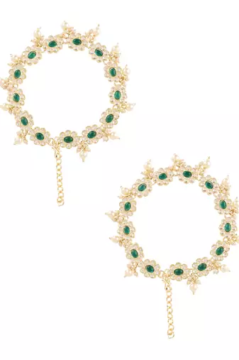 traditional adjustable kundan pearl payal anklets jewellery for women & girls 