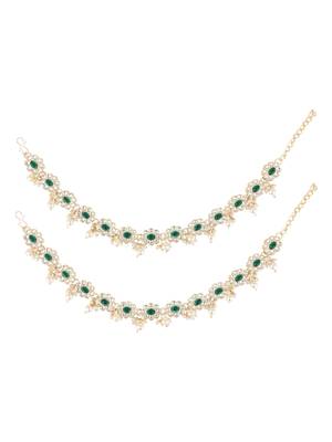 traditional adjustable kundan pearl payal anklets jewellery for women & girls  3