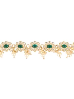 traditional adjustable kundan pearl payal anklets jewellery for women & girls  4