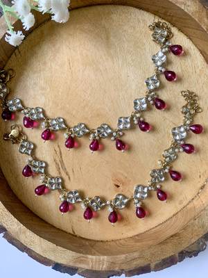traditional adjustable kundan pearl payal anklets jewellery for women & girls  1