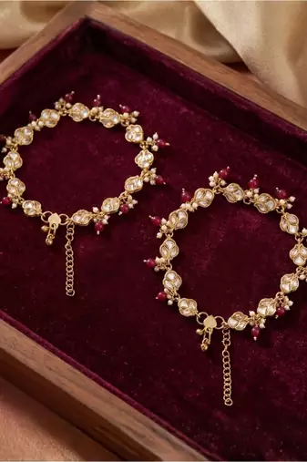 Kundan Pearl Payal Anklets Jewellery Women Girls Online