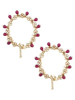 traditional adjustable kundan pearl payal anklets jewellery for women & girls  2