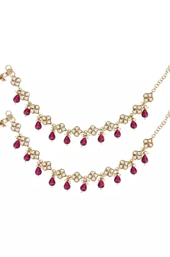 traditional adjustable kundan pearl payal anklets jewellery for women & girls 