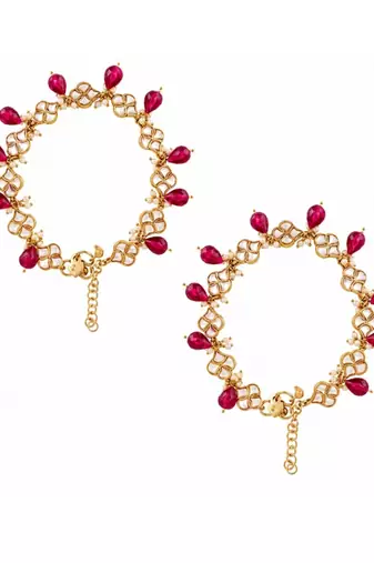 Kundan Pearl Payal Anklets Jewellery Women Girls Online