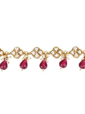 traditional adjustable kundan pearl payal anklets jewellery for women & girls  4