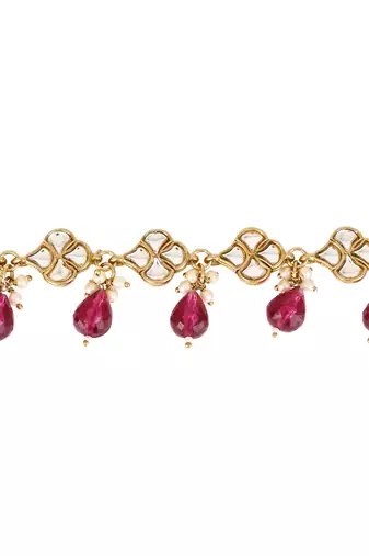 traditional adjustable kundan pearl payal anklets jewellery for women & girls 