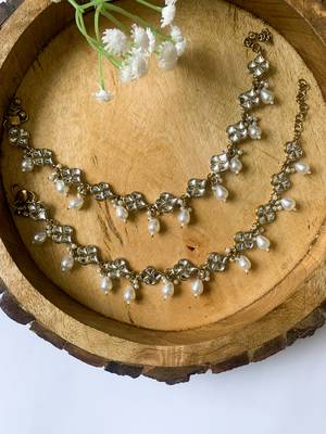 traditional adjustable kundan pearl payal anklets jewellery for women & girls  1