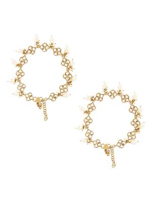traditional adjustable kundan pearl payal anklets jewellery for women & girls  2