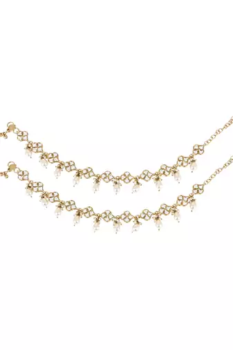 traditional adjustable kundan pearl payal anklets jewellery for women & girls 