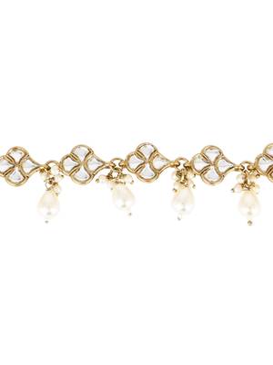 traditional adjustable kundan pearl payal anklets jewellery for women & girls  4