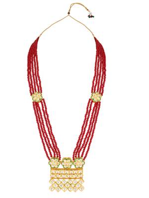 5 layered traditional dulha moti mala with beaded maharaja haar/groom necklace for men  3