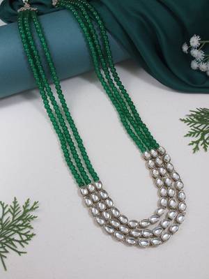 multi layered traditional dulha moti mala with beaded maharaja haar/groom necklace for men  1