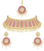 traditional stone studded meenakari choker necklace jewellery set