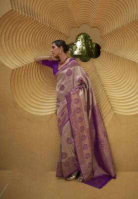 Rajtex Purple Woven Other-Sarees With Blouse 1