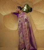 Rajtex Purple Woven Other-Sarees With Blouse