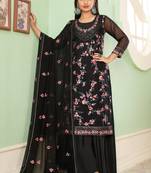 Black georgette embroidery designer sharara suit