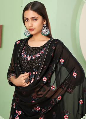 Black georgette embroidery designer sharara suit 4