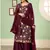 Maroon georgette embroidery designer sharara suit