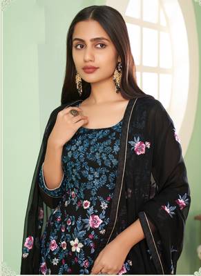 Black georgette embroidery designer sharara suit 3