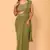 ready to wear stitched georgette green saree with embroidery work unstitched blouse piece with embroidery waist belt
