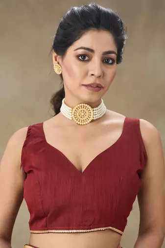 Pink Embroidered Net With Blouse Piece