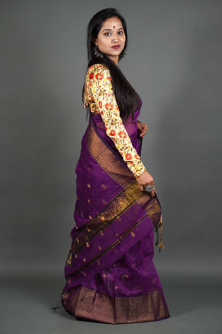 Baigani Hand Buti Saree