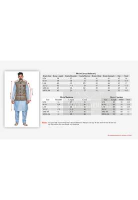 Mag Men's Navy Blue Matching Kurta Churidar With Banarsi Sky Blue Waiscoad For Men  6