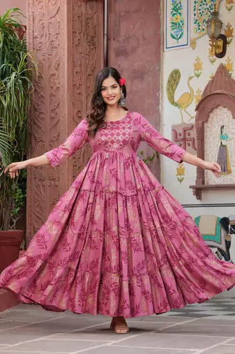 Sa Rasa Pink Anarkali Flared Gown/Kurta