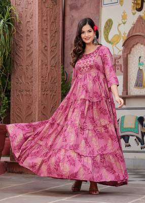 Sa Rasa Pink Anarkali Flared Gown/Kurta 4
