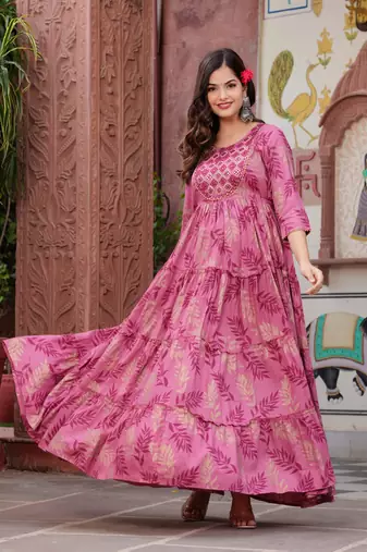 Sa Rasa Pink Anarkali Flared Gown/Kurta