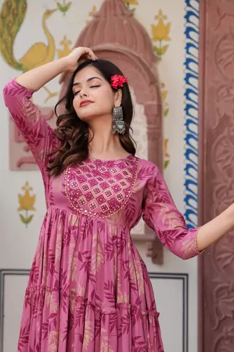 Sa Rasa Pink Anarkali Flared Gown/Kurta