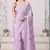 Purple Printed Satin Saree With Blouse