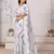 White Printed Satin Saree With Blouse