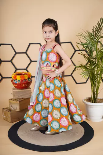 Mustard Multicolour Lehenga Choli 