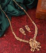 Mansiyaorangemuti color kempu stone rajwadi gold long rani haar for women