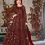 Maroon embroidered butterfly net semi stitched anarkali suit