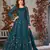 Teal embroidered butterfly net semi stitched anarkali suit