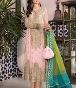 Pink embroidered faux georgette semi stitched salwar suit