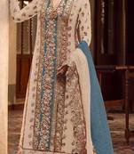 Cream embroidered organza semi stitched salwar suit
