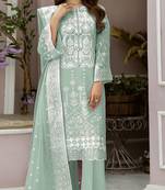 Light green embroidered organza semi stitched salwar suit