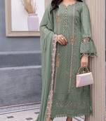 Light green embroidered faux georgette semi stitched salwar suit