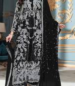 Black embroidered organza semi stitched salwar suit