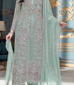 Light green embroidered organza semi stitched salwar suit