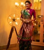 Green Soft Banarasi silk blend Weaving Saree Festive Wear