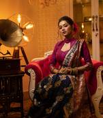 Nevy Blue Soft Banarasi silk blend Weaving Saree Festive Wear