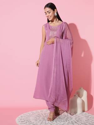 Onion Art Silk Fabric Straight Kurta, Pant and Dupatta Set 2
