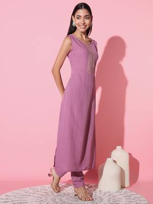 Onion Art Silk Fabric Straight Kurta, Pant and Dupatta Set 5